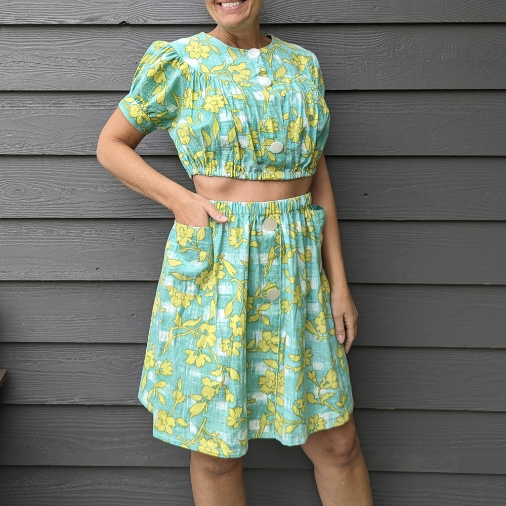 SUMMER SKIRT SET made from 1960's house dress S M